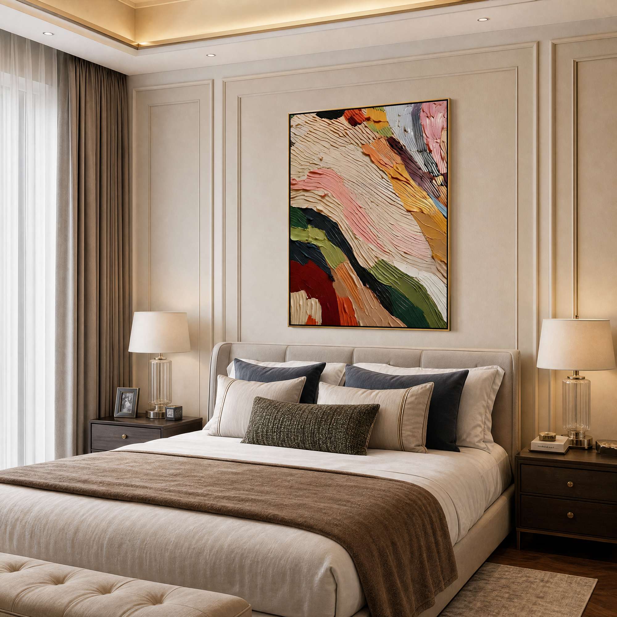 Blooms in Relief: Textured Abstract Canvas Wall Art (副本3) (副本)