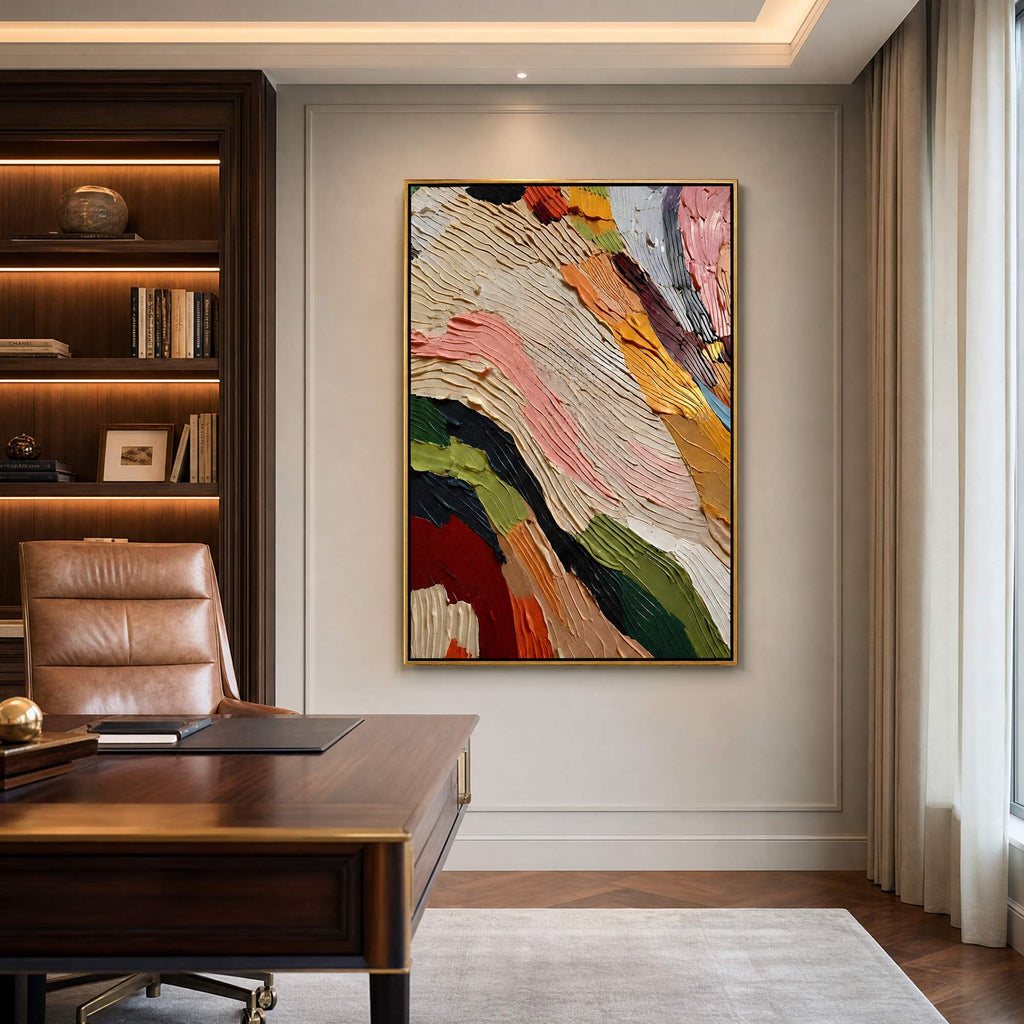 Blooms in Relief: Textured Abstract Canvas Wall Art (副本3) (副本)