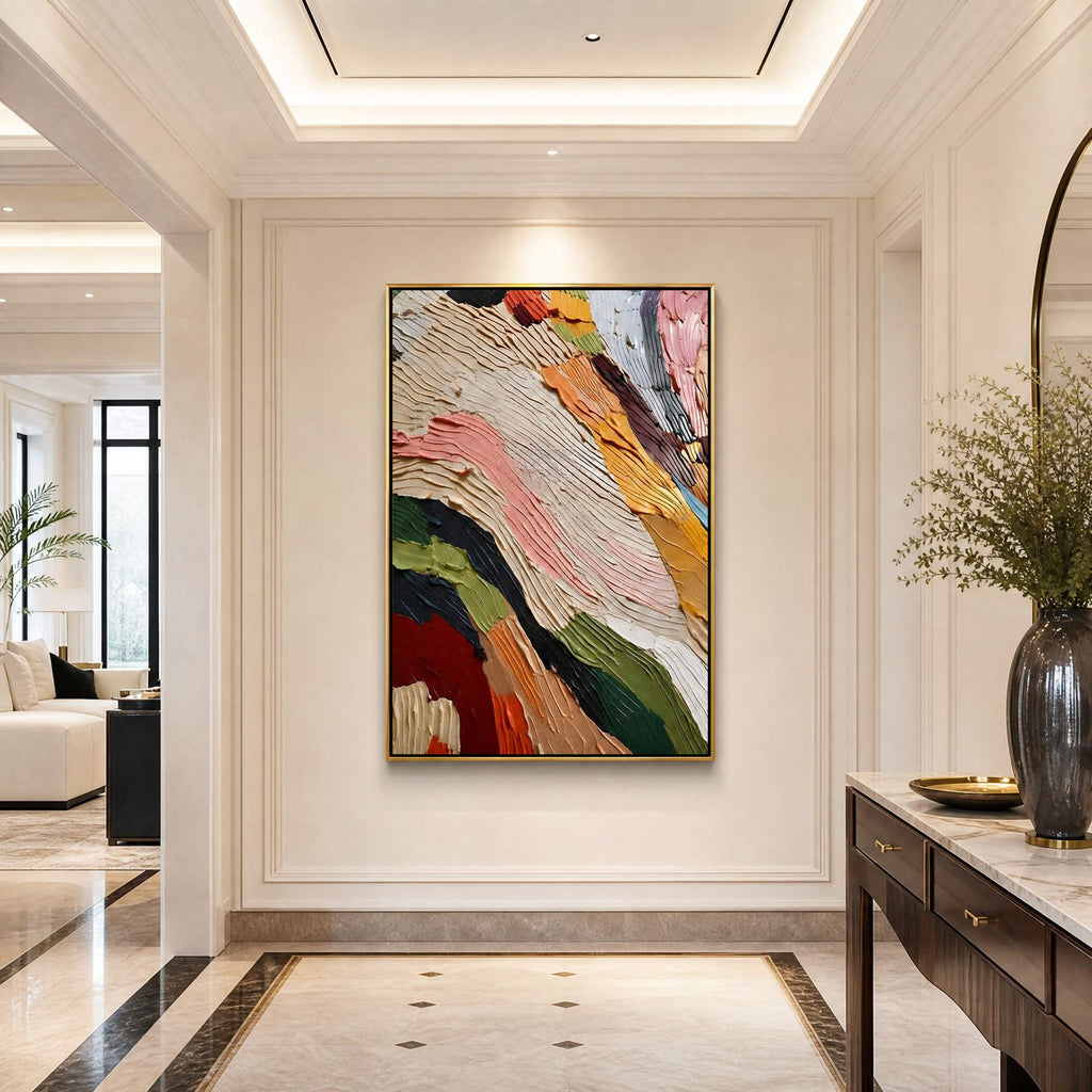 Blooms in Relief: Textured Abstract Canvas Wall Art (副本3) (副本)