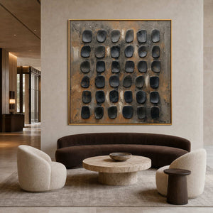Minimalist Textured Wall Art displayed in a refined hospitality lounge 2.