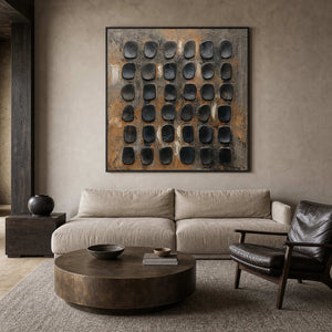 Minimalist Textured Wall Art displayed in a refined living room.
