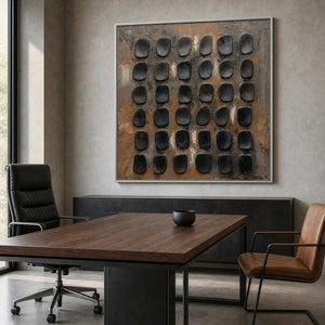 Minimalist Textured Wall Art displayed in a refined office.