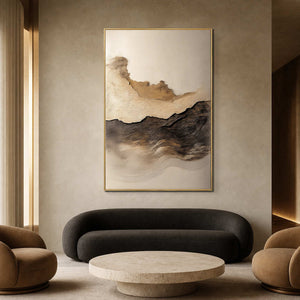 Wabi-Sabi Landscape Wall Art displayed in a refined hospitality lounge.