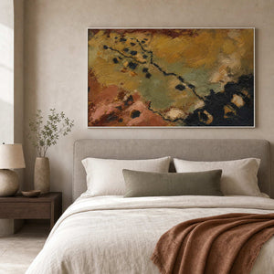 Textured Abstract Wall Art displayed in a refined bedroom.