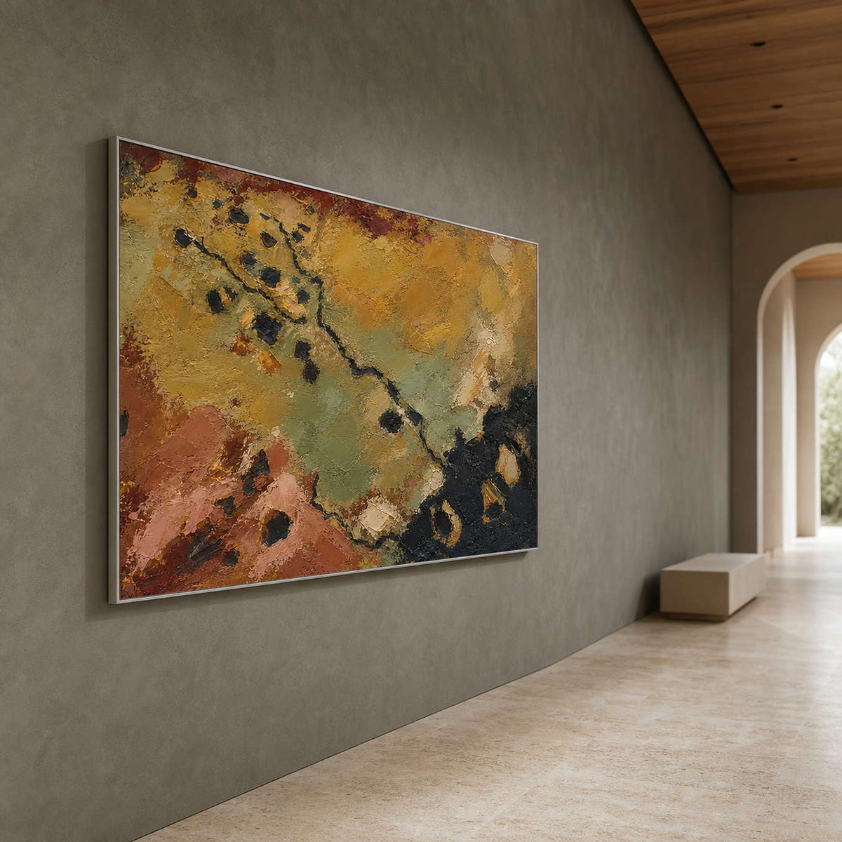 Textured Abstract Wall Art displayed in a refined entryway.