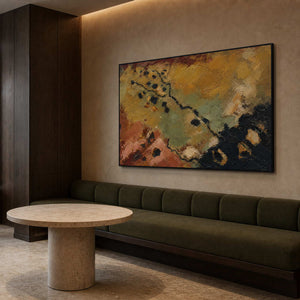 Textured Abstract Wall Art displayed in a refined hospitality lounge.