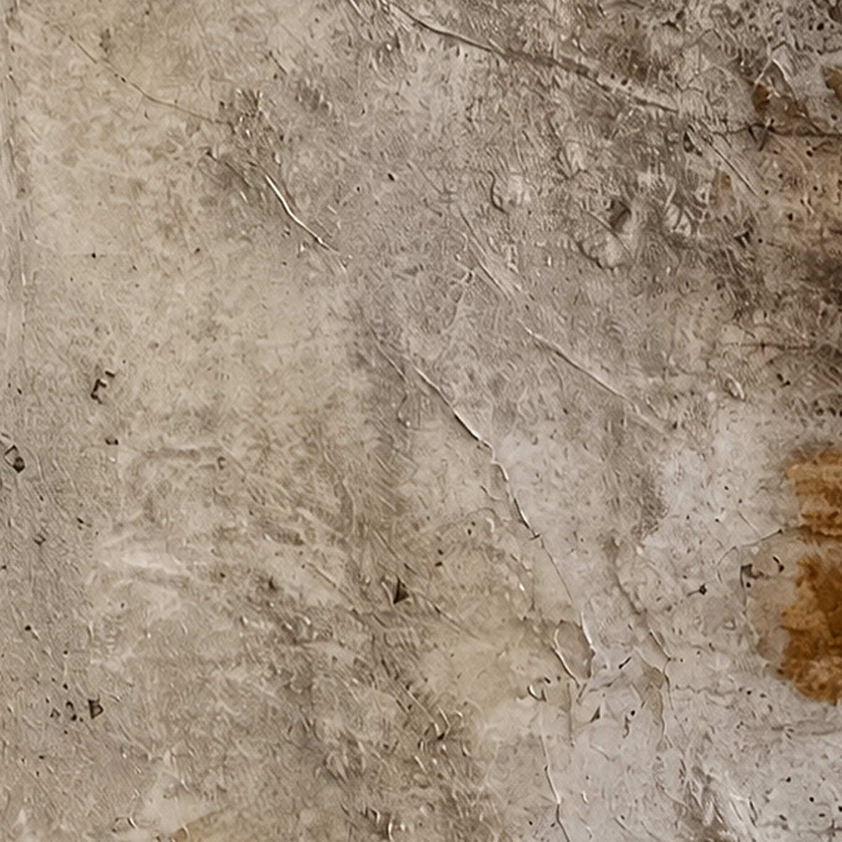 Close detail of fine cracks, rubbed gray layers, and subtle brown surface marks.