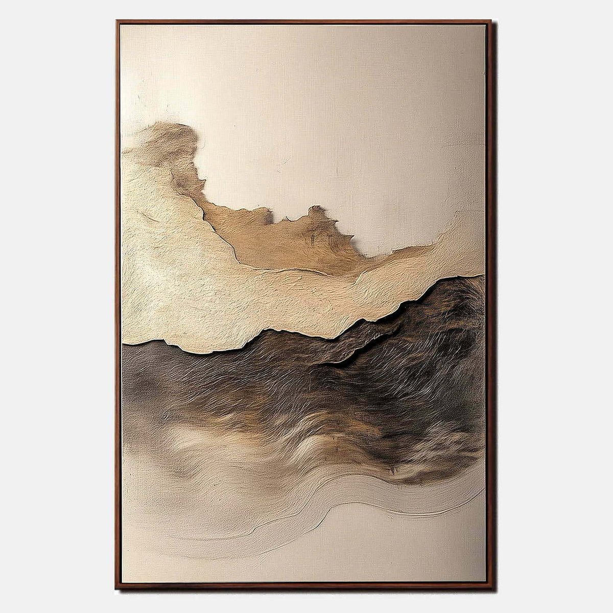 Far Hills after Rain: layered brown and charcoal hills beneath an open ivory sky, shown in a full artwork view.