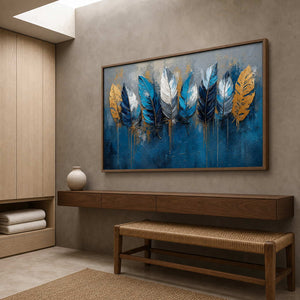 Textured Feather Wall Art displayed in a refined bathroom.