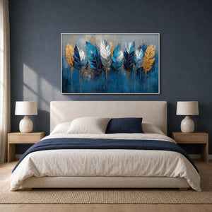 Textured Feather Wall Art displayed in a refined bedroom.