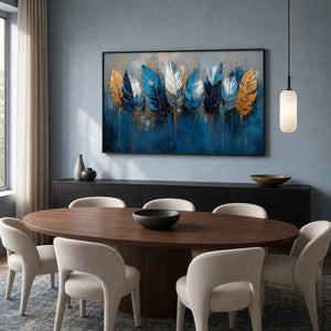 Textured Feather Wall Art displayed in a refined dining room.