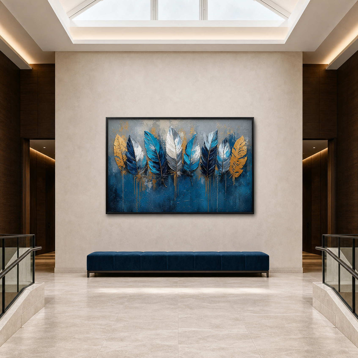 Textured Feather Wall Art displayed in a refined entryway.