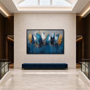 Textured Feather Wall Art displayed in a refined entryway.