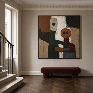 Modern Figurative Wall Art styled in a quiet modern entryway.