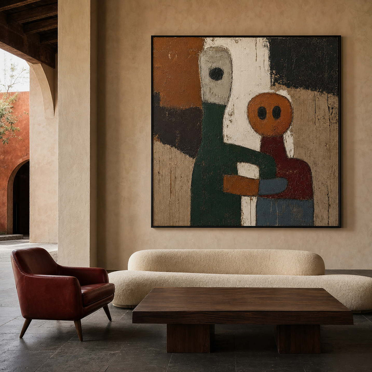 Modern Figurative Wall Art displayed in a refined neutral living room.