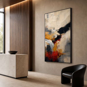 Textured Abstract Wall Art displayed in a refined hospitality lounge.