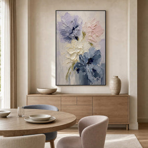 Textured Floral Wall Art displayed in a refined dining room.