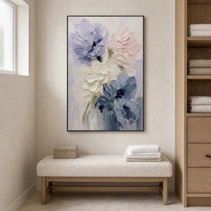 Textured Floral Wall Art displayed in a refined hospitality lounge.