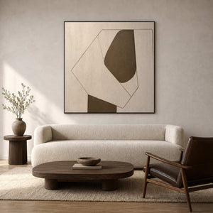 Minimalist Abstract Wall Art displayed in a refined living room.