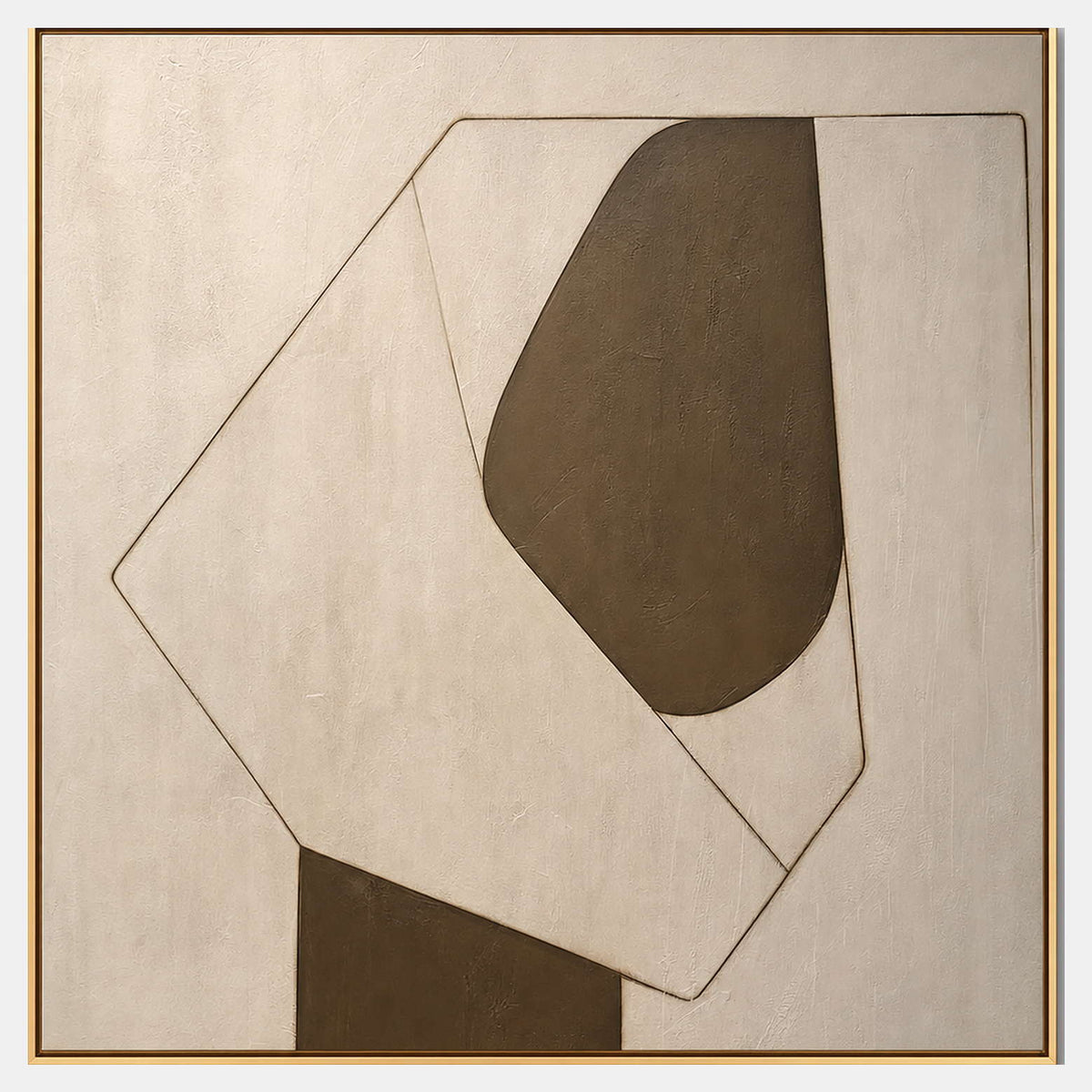 Hand-painted minimalist abstract wall art with neutral, earth tones, and beige & cream tones.