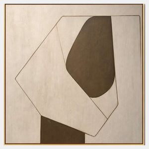 Hand-painted minimalist abstract wall art with neutral, earth tones, and beige & cream tones.