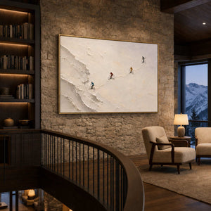 Textured Skiing Wall Art displayed in a refined hospitality.