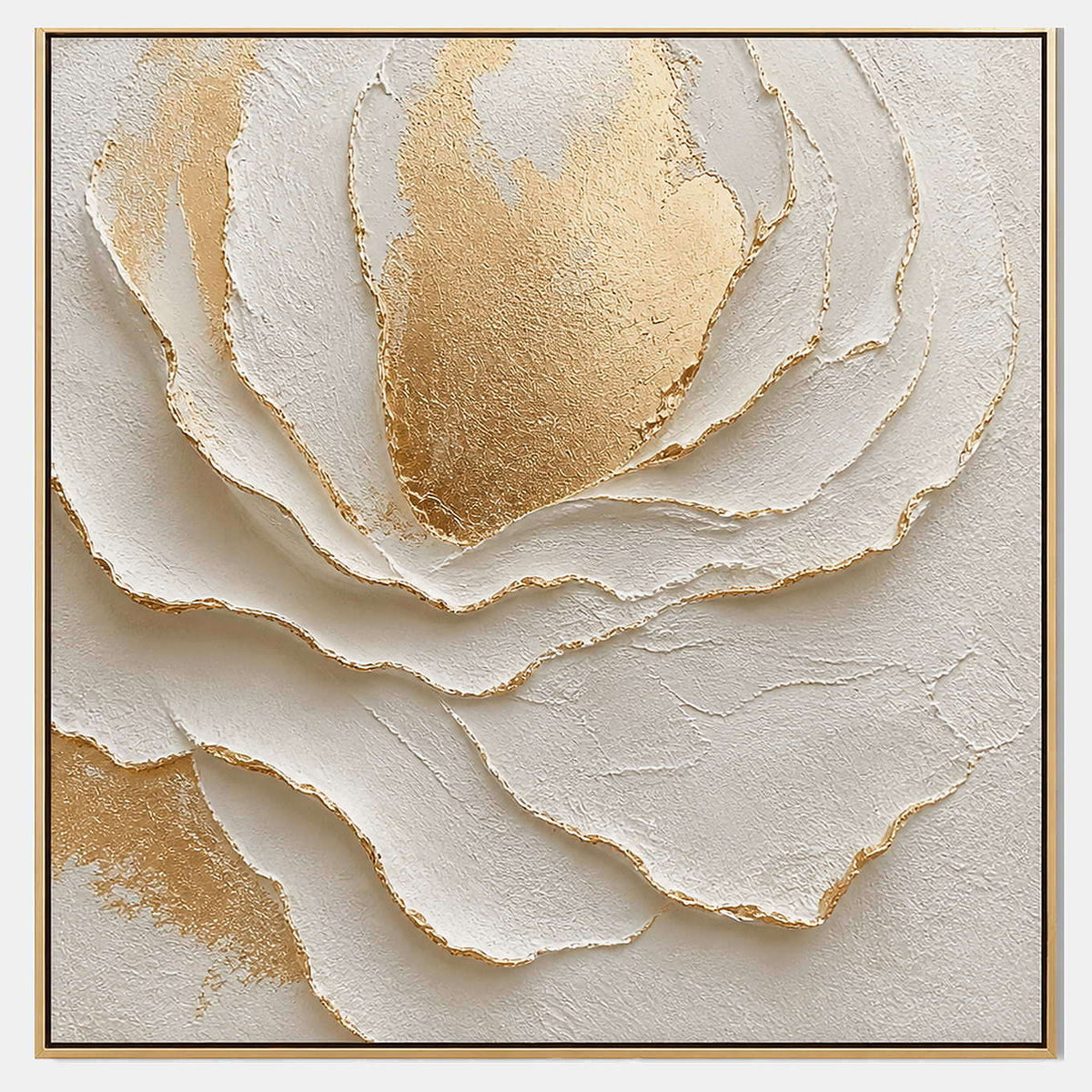 Gold inside the Flower: large layered ivory petals surrounding a gold-toned center, shown in a full artwork view.
