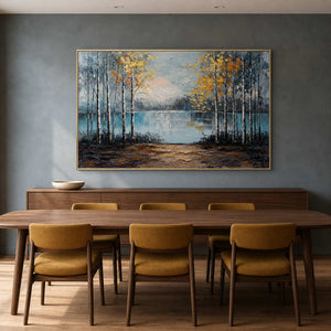 Forest Landscape Wall Art displayed in a refined dining room.