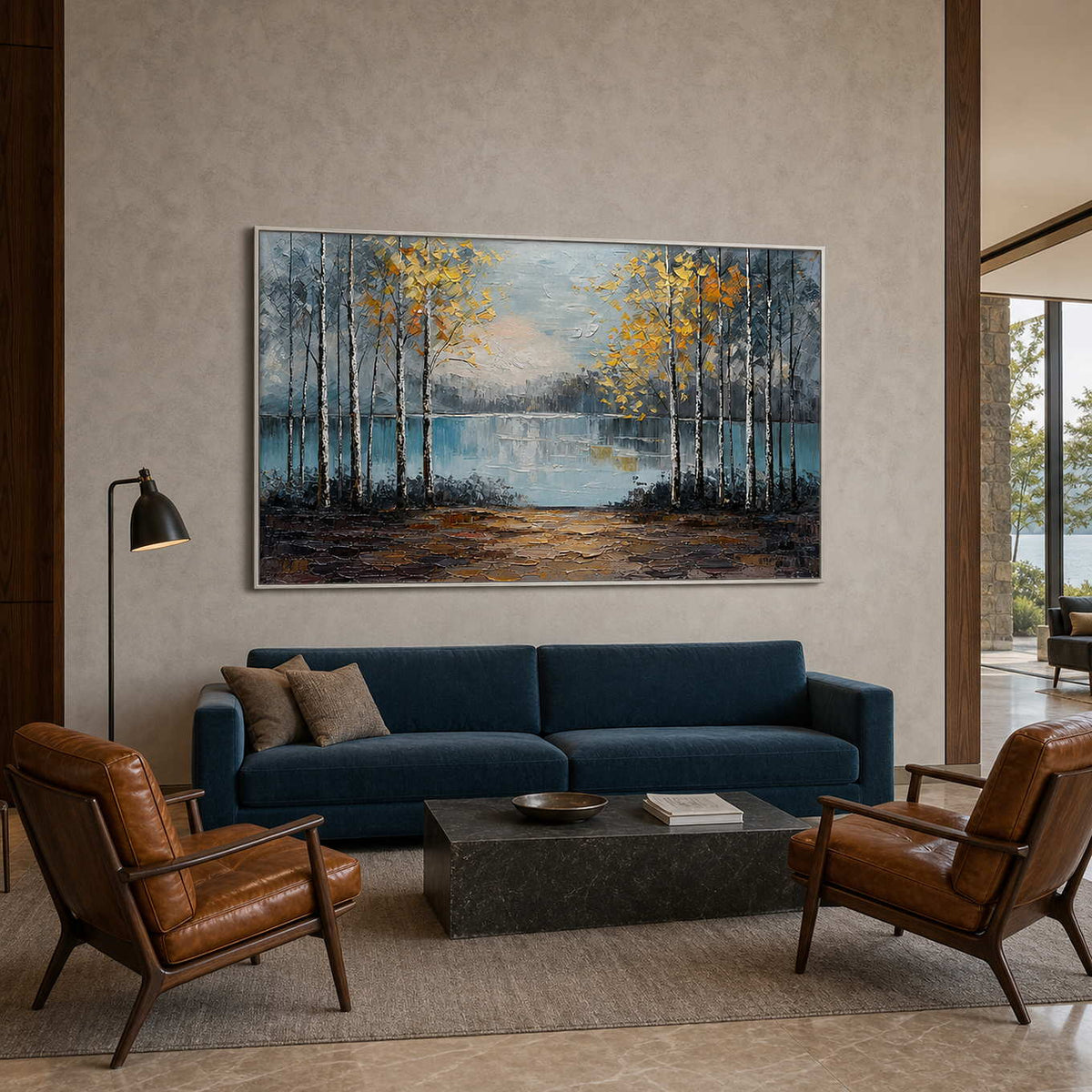 Forest Landscape Wall Art displayed in a refined hospitality lounge 2.