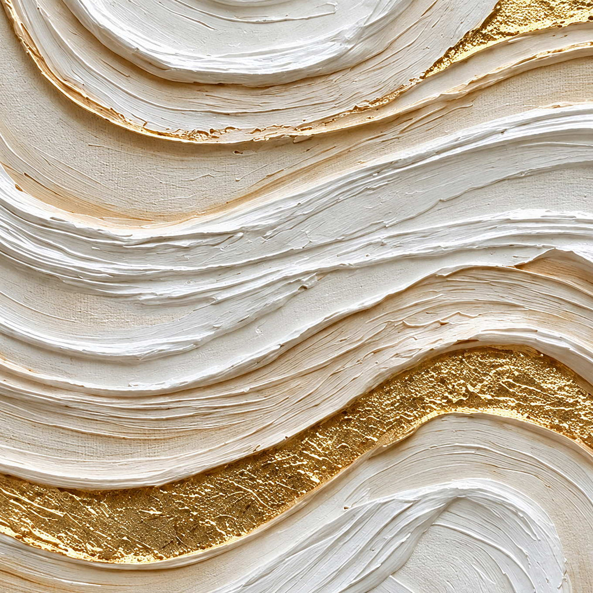 Close-up of Golden Years showing layered white curves, fine ridges and contrasting rough gold-toned areas.