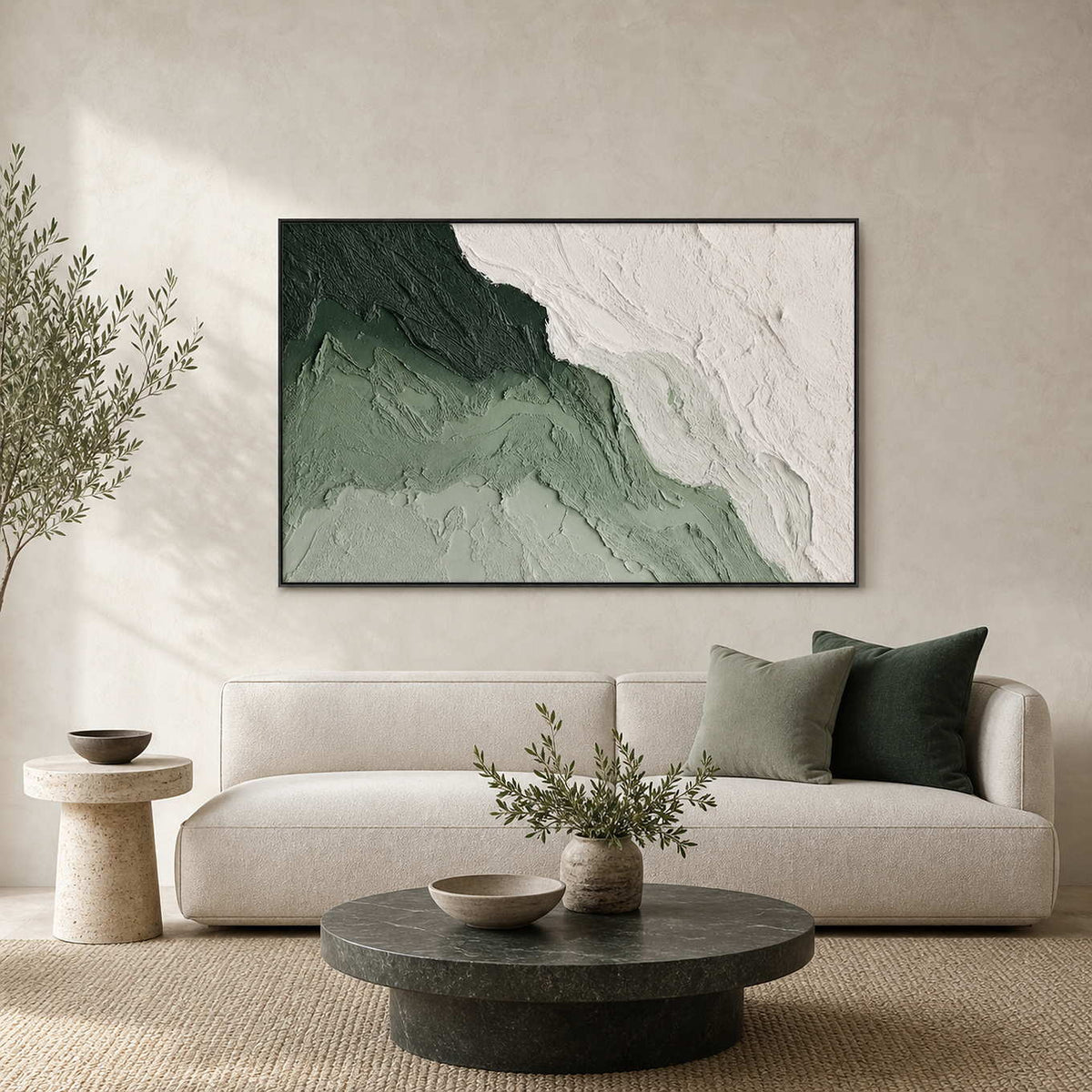 Textured Abstract Wall Art displayed in a refined living room.