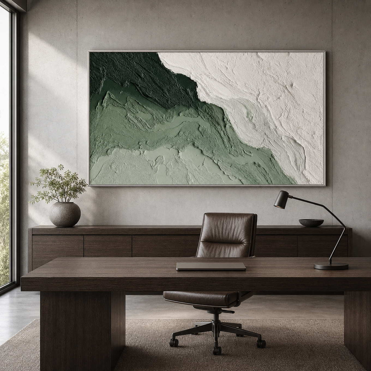 Textured Abstract Wall Art displayed in a refined office.