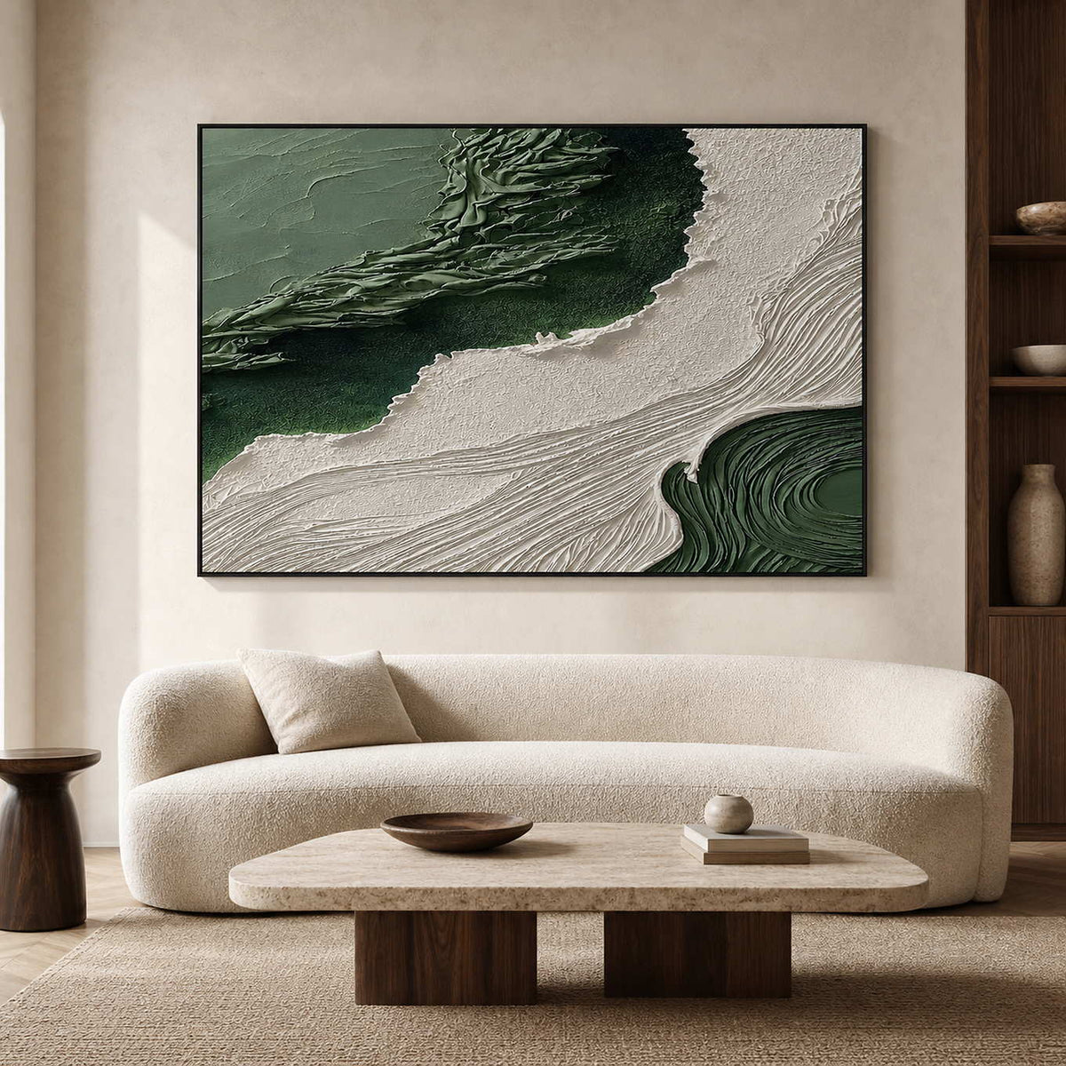 Textured Abstract Wall Art displayed in a refined living room.