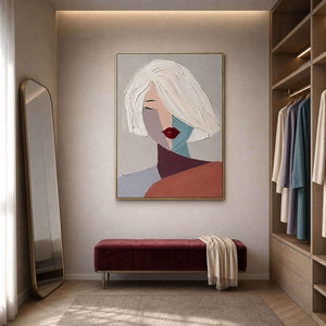 Modern Figurative Wall Art displayed in a refined bedroom dressing area.