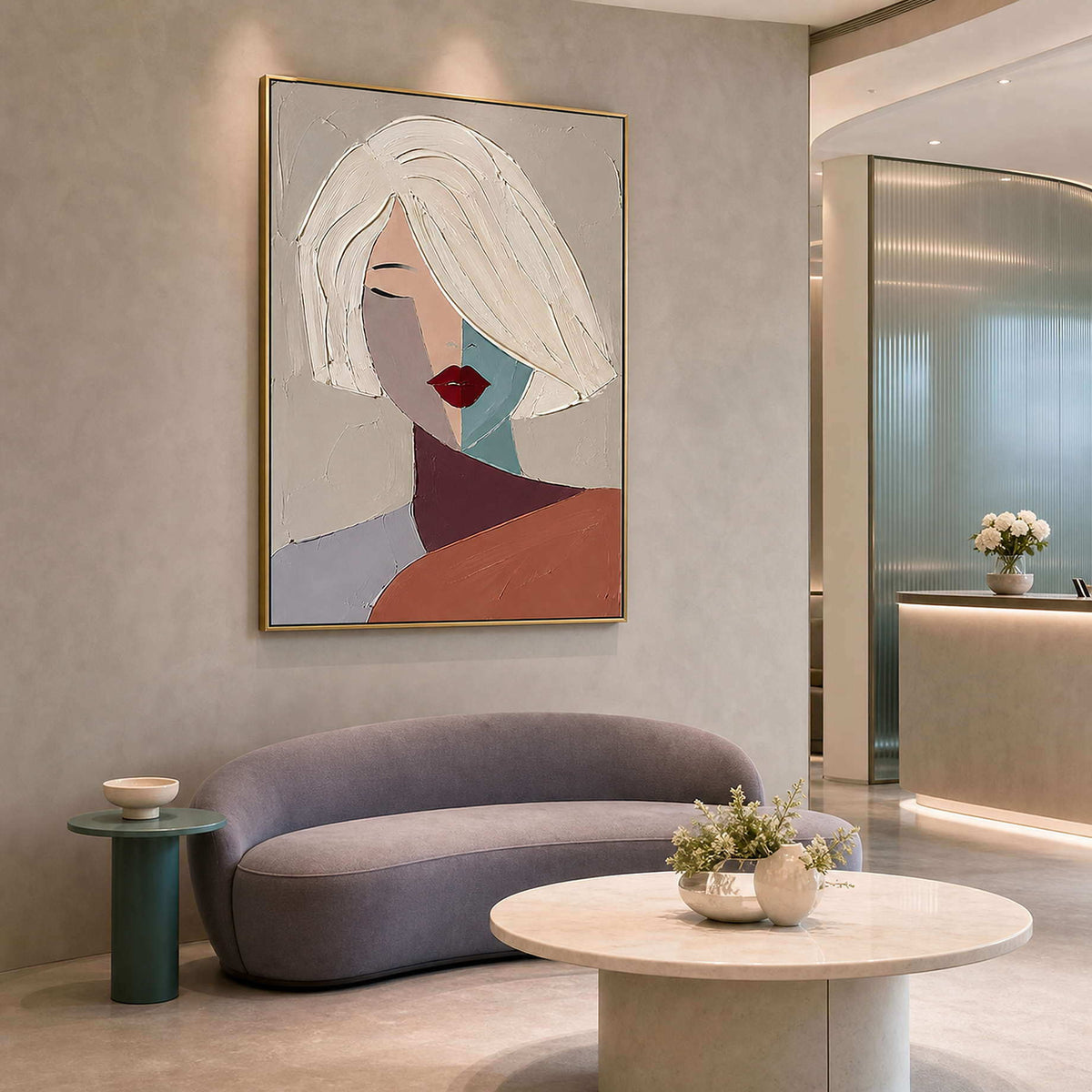 Modern Figurative Wall Art displayed in a refined living room.