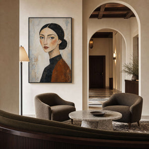 Modern Portrait Wall Art displayed in a refined hospitality.