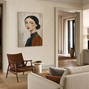 Modern Portrait Wall Art displayed in a refined living room.