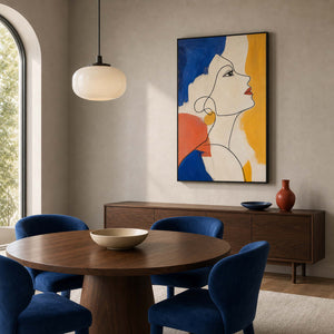 Pop Art Portrait Wall Art displayed in a refined dining room.