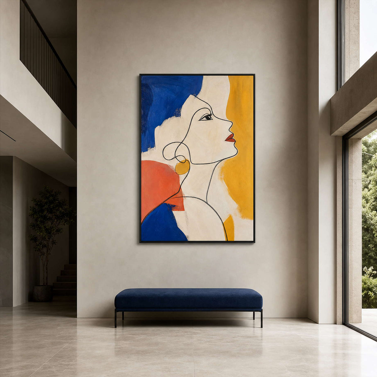 Pop Art Portrait Wall Art displayed in a refined entryway.