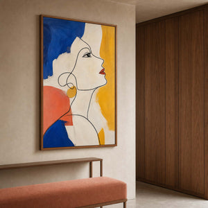 Pop Art Portrait Wall Art displayed in a refined hospitality lounge.