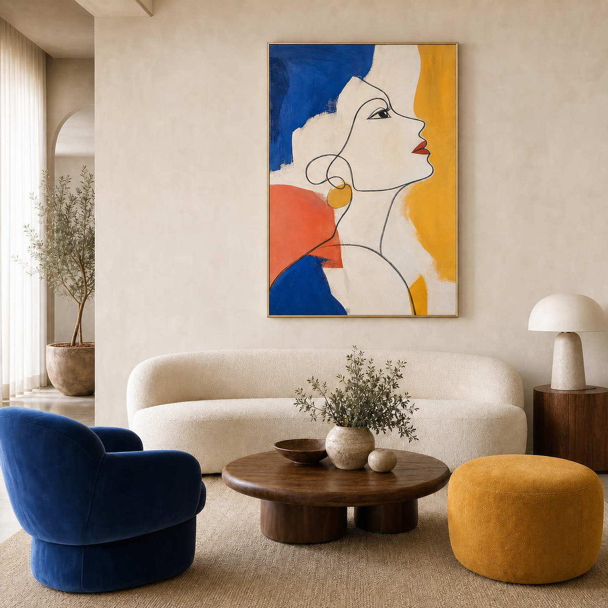 Pop Art Portrait Wall Art displayed in a refined living room.