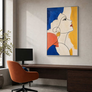 Pop Art Portrait Wall Art displayed in a refined office.