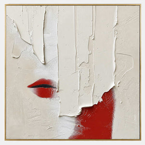 Hand-painted modern figurative wall art with white, warm tones, and neutral tones.