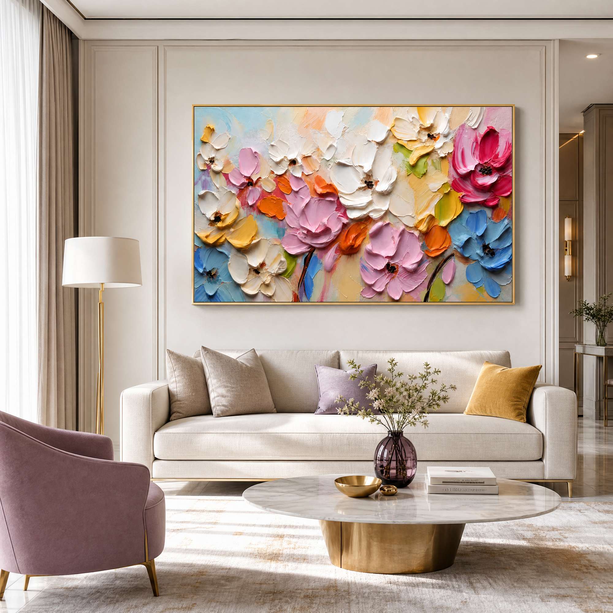 Blooms in Relief: Textured Abstract Canvas Wall Art (副本3) (副本) (副本)