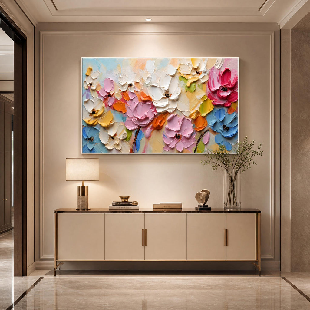 Blooms in Relief: Textured Abstract Canvas Wall Art (副本3) (副本) (副本)