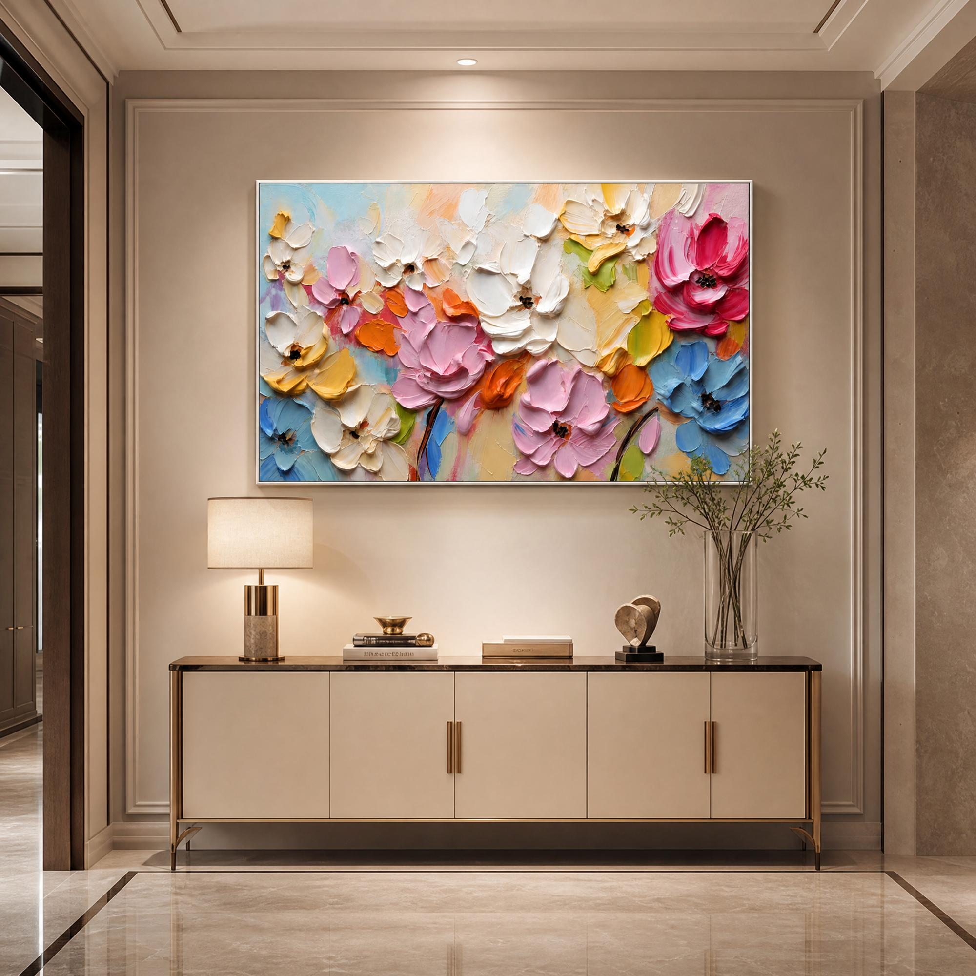 Blooms in Relief: Textured Abstract Canvas Wall Art (副本3) (副本) (副本)