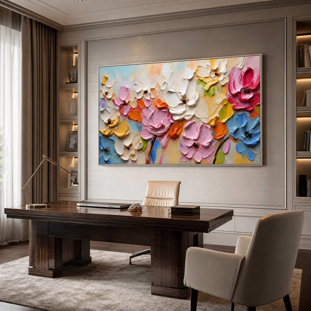 Blooms in Relief: Textured Abstract Canvas Wall Art (副本3) (副本) (副本)