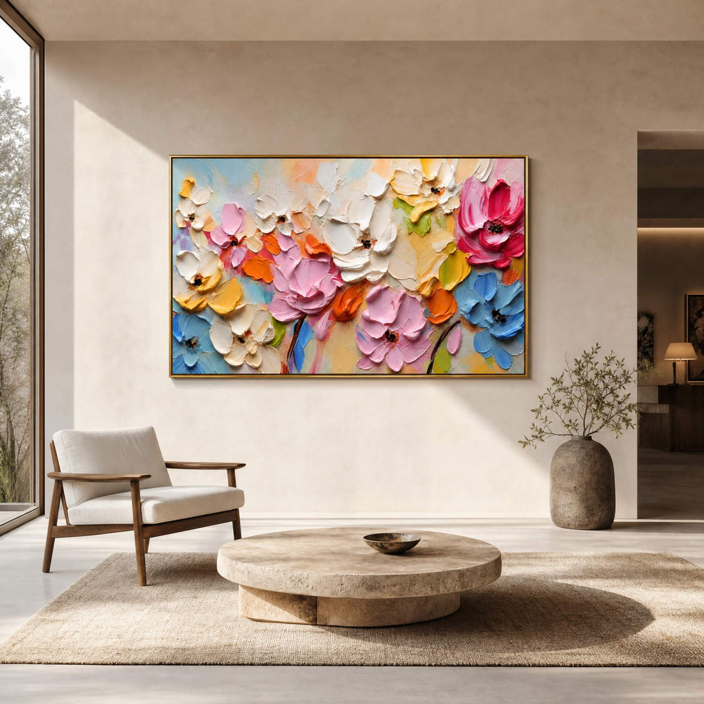 Blooms in Relief: Textured Abstract Canvas Wall Art (副本3) (副本) (副本)