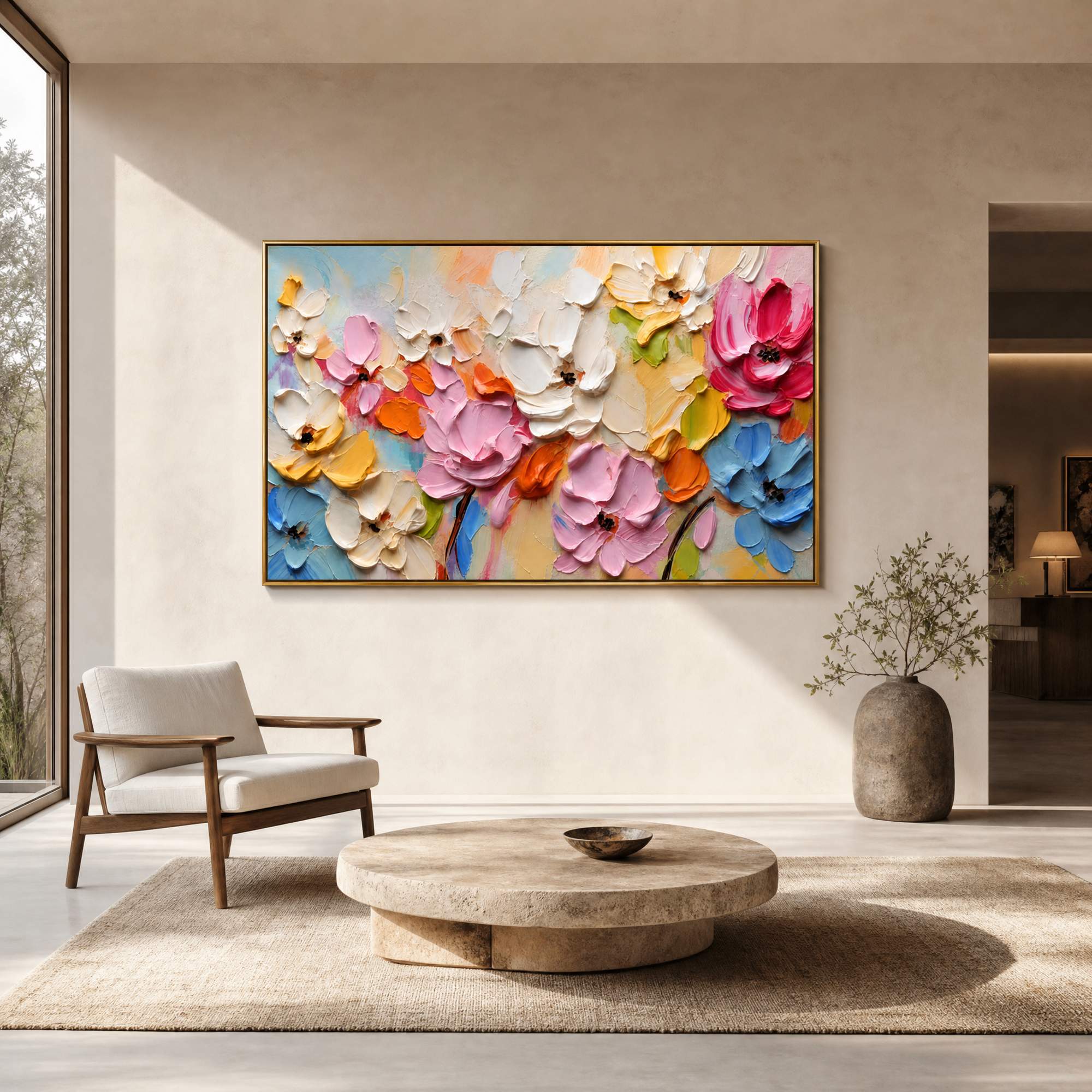 Blooms in Relief: Textured Abstract Canvas Wall Art (副本3) (副本) (副本)