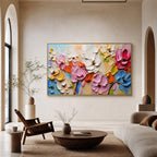 Blooms in Relief: Textured Abstract Canvas Wall Art (副本3) (副本) (副本)